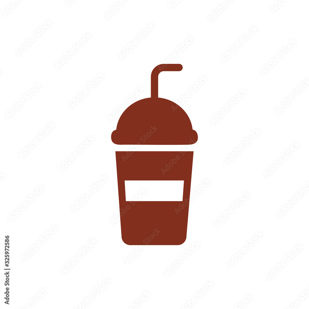 coffee drink in plastic container silhouette style coffee drink in plastic container silhouette style