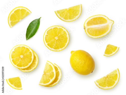 set of citrus fruits isolated on white background