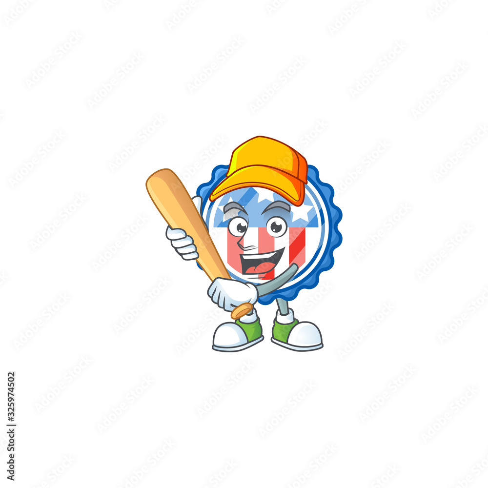 An active healthy circle badges USA with star mascot design style playing baseball An active healthy circle badges USA with star mascot design style playing baseball