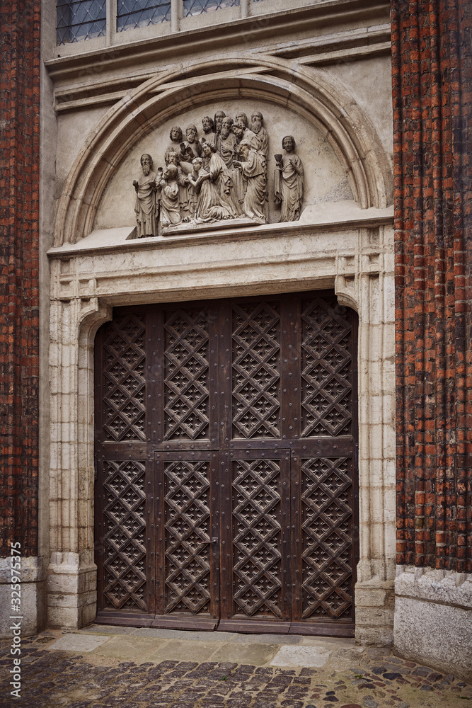 Carved wooden door of Church