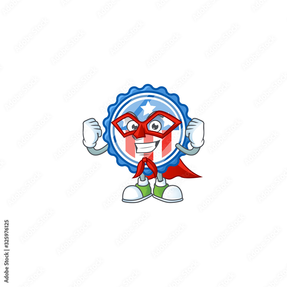 A friendly picture of circle badges USA with star dressed as a Super hero A friendly picture of circle badges USA with star dressed as a Super hero