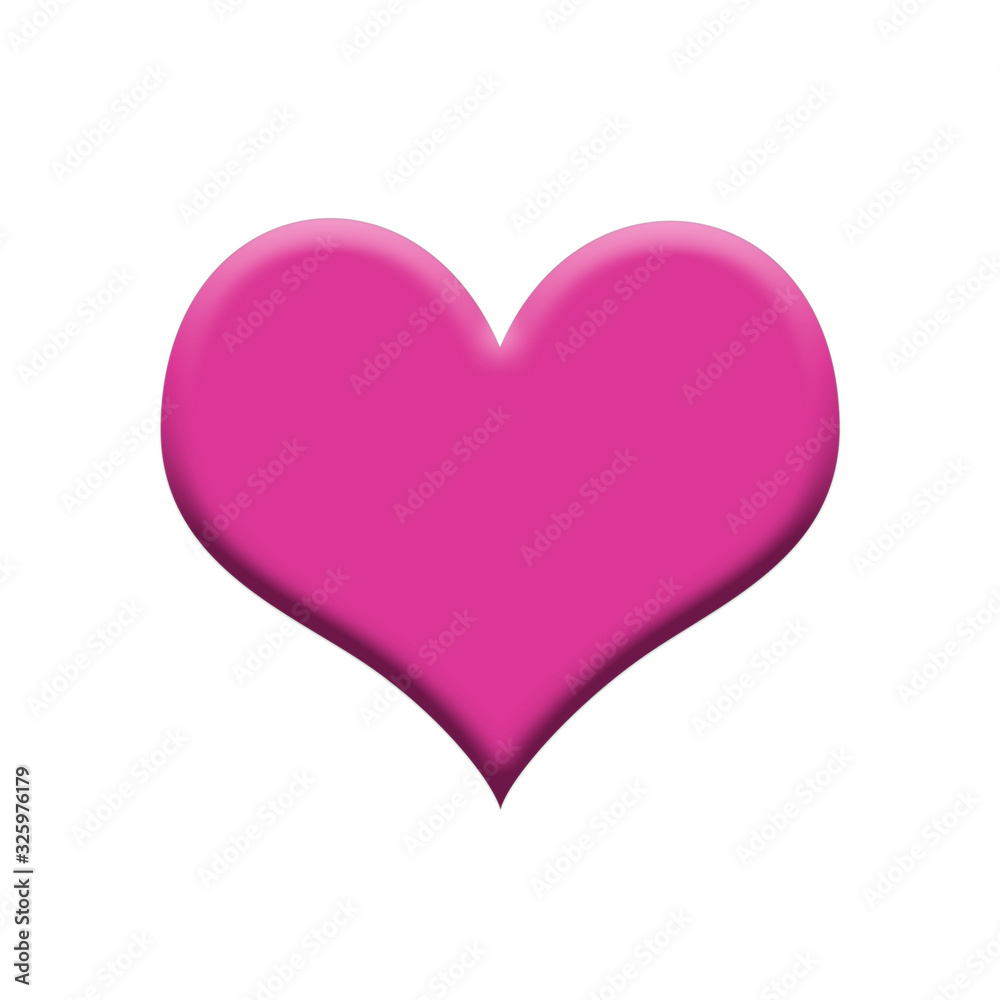 Pink heart isolated on white background