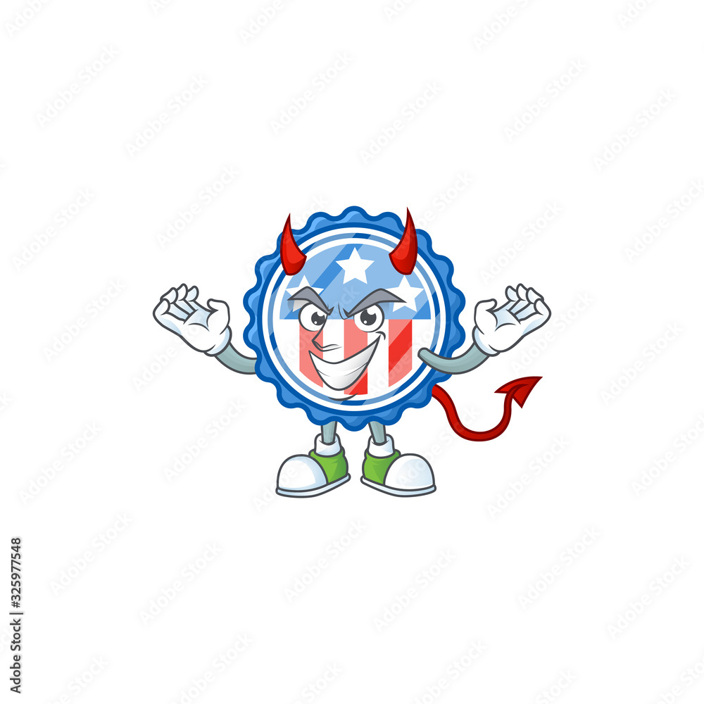 A cruel devil circle badges USA with star Cartoon character design A cruel devil circle badges USA with star Cartoon character design