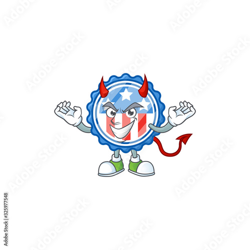 A cruel devil circle badges USA with star Cartoon character design