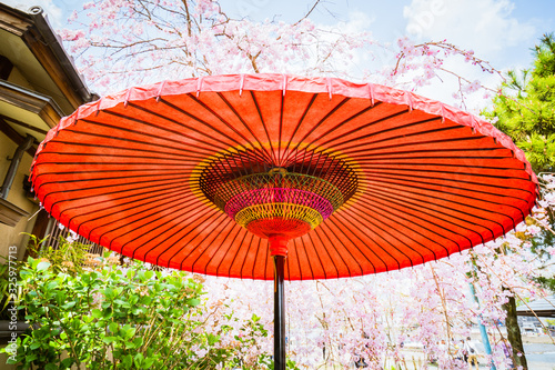 Red japanese umbrella