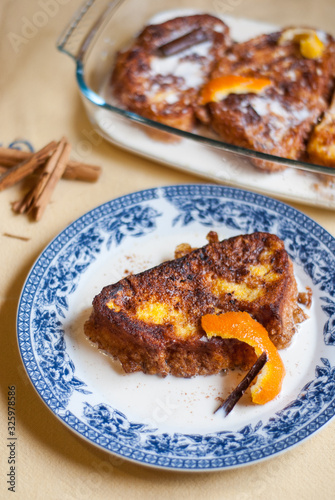 Traditional style dish with freshly made French toast