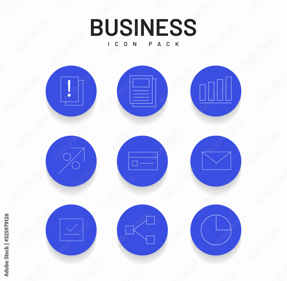 business icon pack blue collection