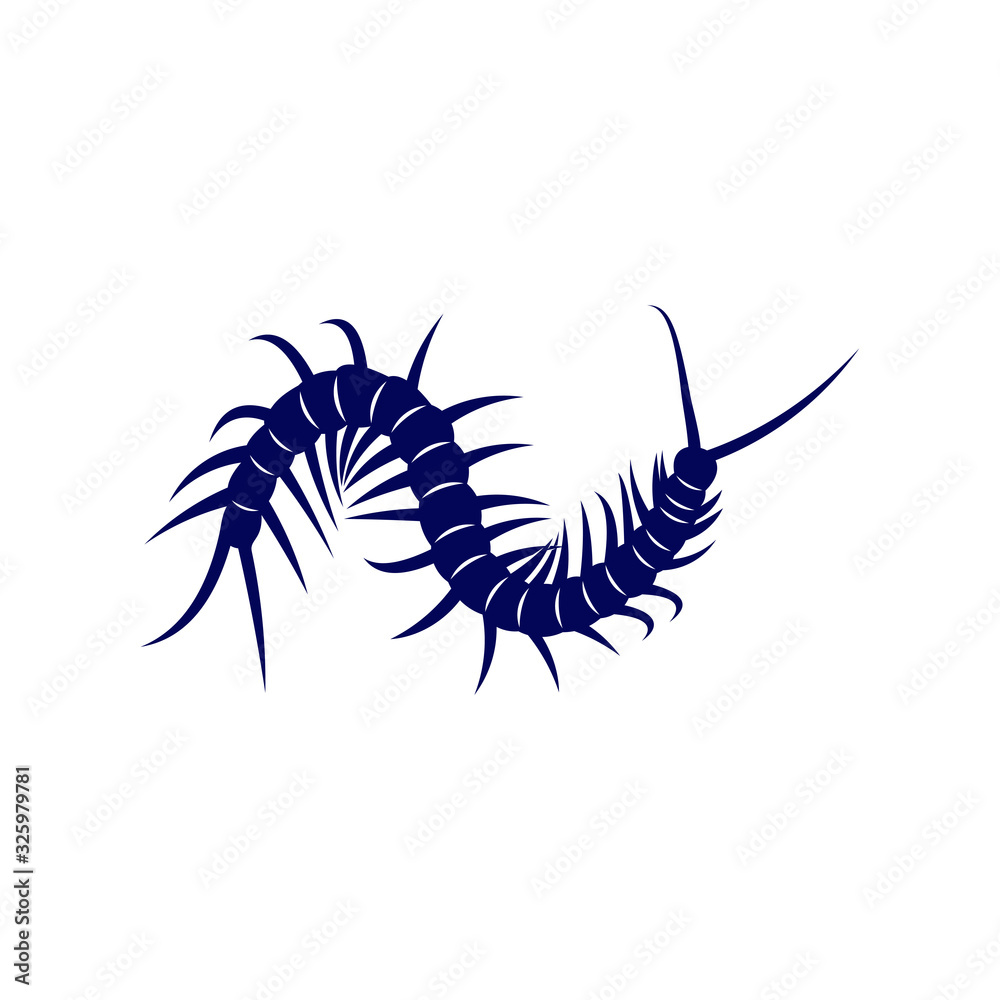 Obraz premium Centipede logo vector design template, Silhouette Centipede logo animal, Illustration