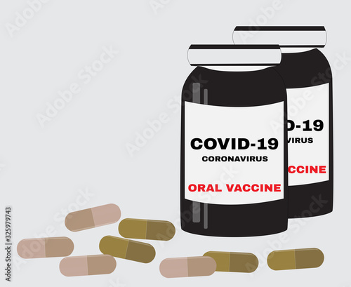 Oral vaccine to protect against COVID-19  or coronavirus, vector illustation.