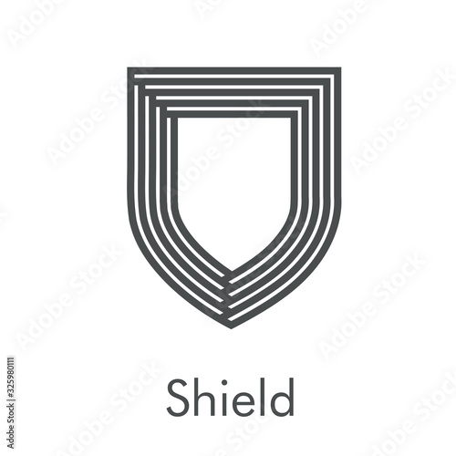 Logotipo escudo con líneas paralelas en color negro