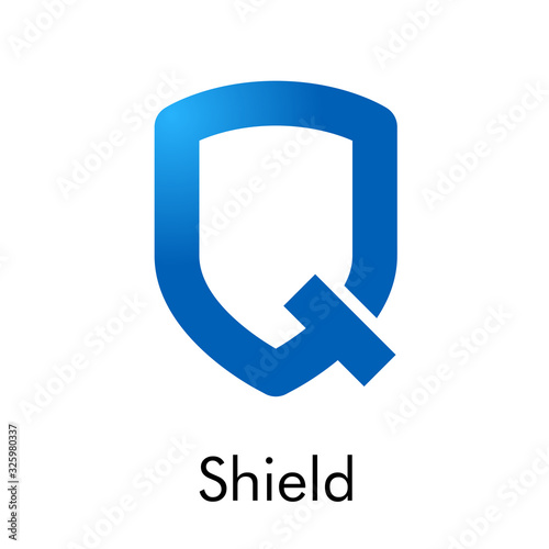Logotipo con letra Q como escudo en color azul