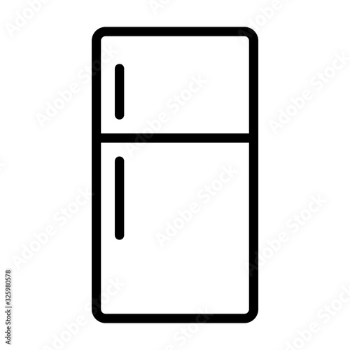 Traditional top freezer refrigerator or fridge line art vector icon for apps and websites