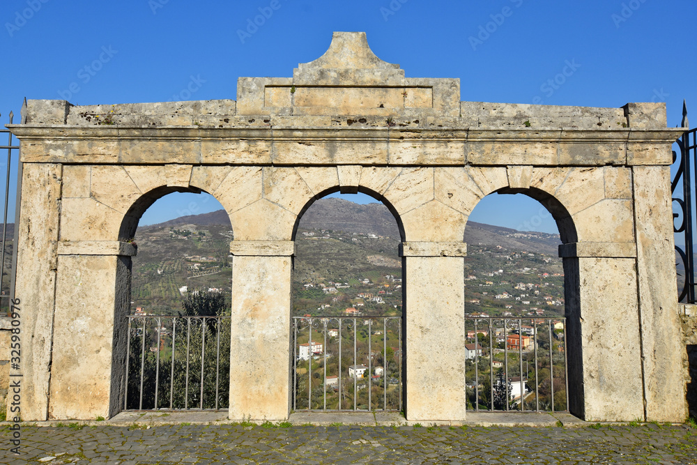 Anagni, Italy. Arches of a terrace overlooking the valley
