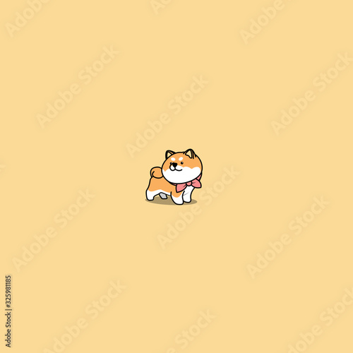Cute shiba inu dog cartoon icon, vector illustration