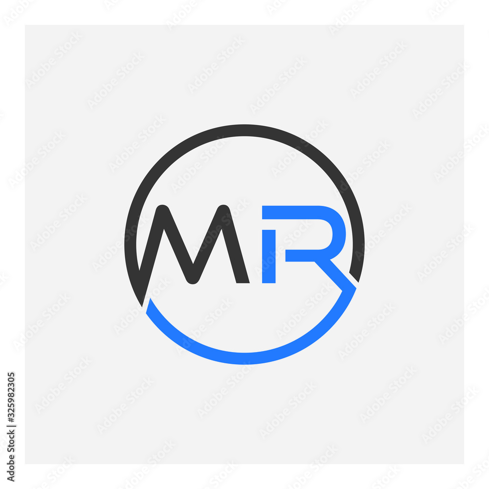 MR logo monogram isolated on circle element design template MR logo monogram isolated on circle element design template