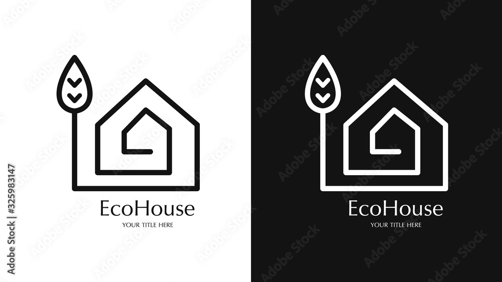 Set of eco home logos. Green house icons. The Green and Clean Movement Set of eco home logos. Green house icons. The Green and Clean Movement