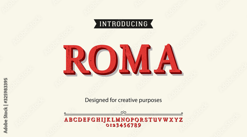 Roma typeface.For labels and different type designs
