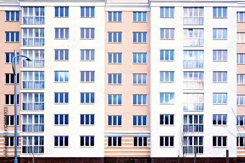 Facade of modern apartment building.