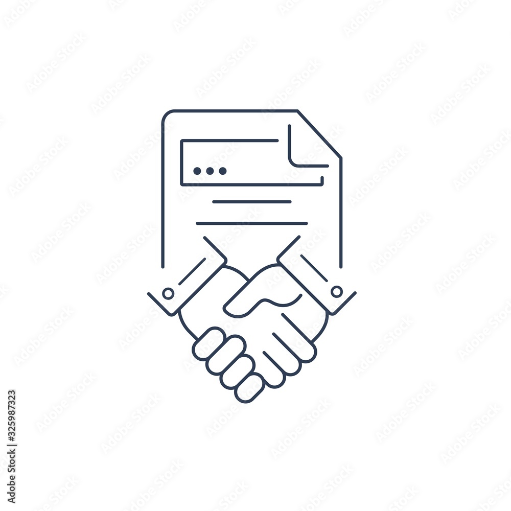 The agreement is in electronic form. Vector linear icon on a white background.