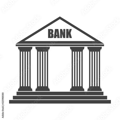 Bank building black simple icon. Classic view.