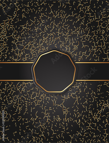 Luxury design. Golden frame on black background.