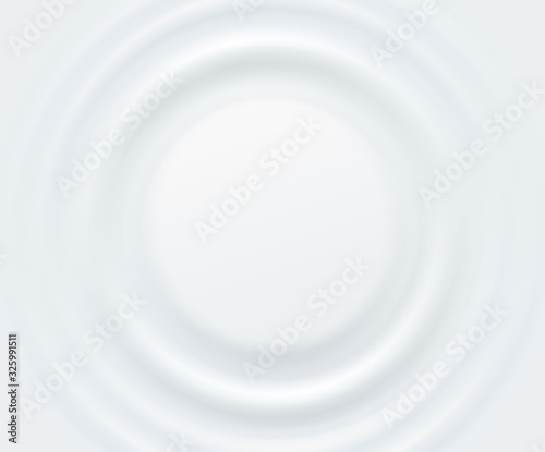 Milk circle ripple, splash water waves from drop top view on white background. Vector cosmetic cream, shampoo, milky product or yogurt swirl round texture surface template..