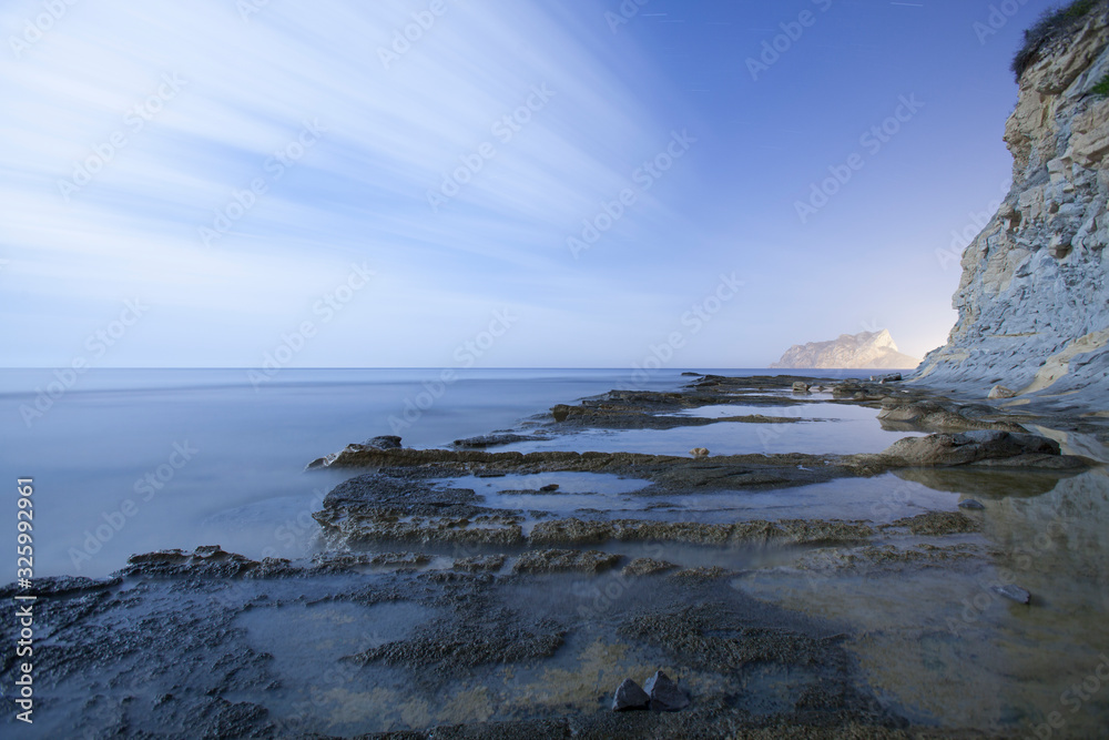 Cala Baladrar in Moraira by night, Alicante