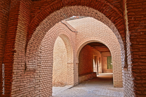 The historical medina of Nefta, Tunisia, decorated with patterns of bricks and arcades