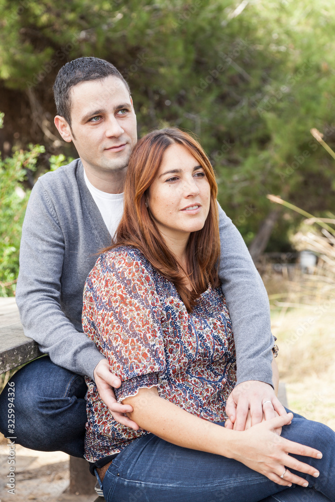 Fototapeta premium portraits of happy couples outside