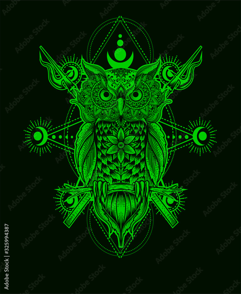 Fototapeta premium Illustration vector Owl mandala pattern style Perfect for print on demand