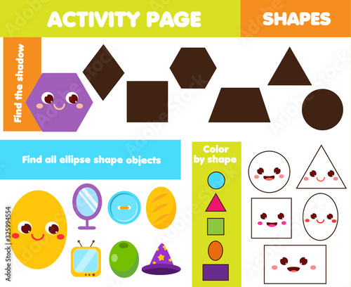 learning geometric shapes page for kids. Simple Forms Children game set