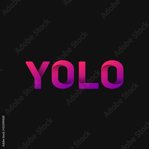 Folded paper word 'YOLO' with dark background, vector illustration