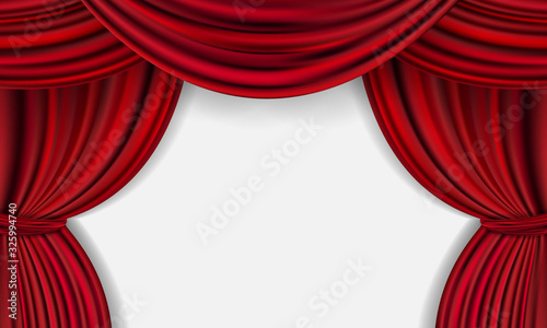 Red curtain background. Grand opening event design.