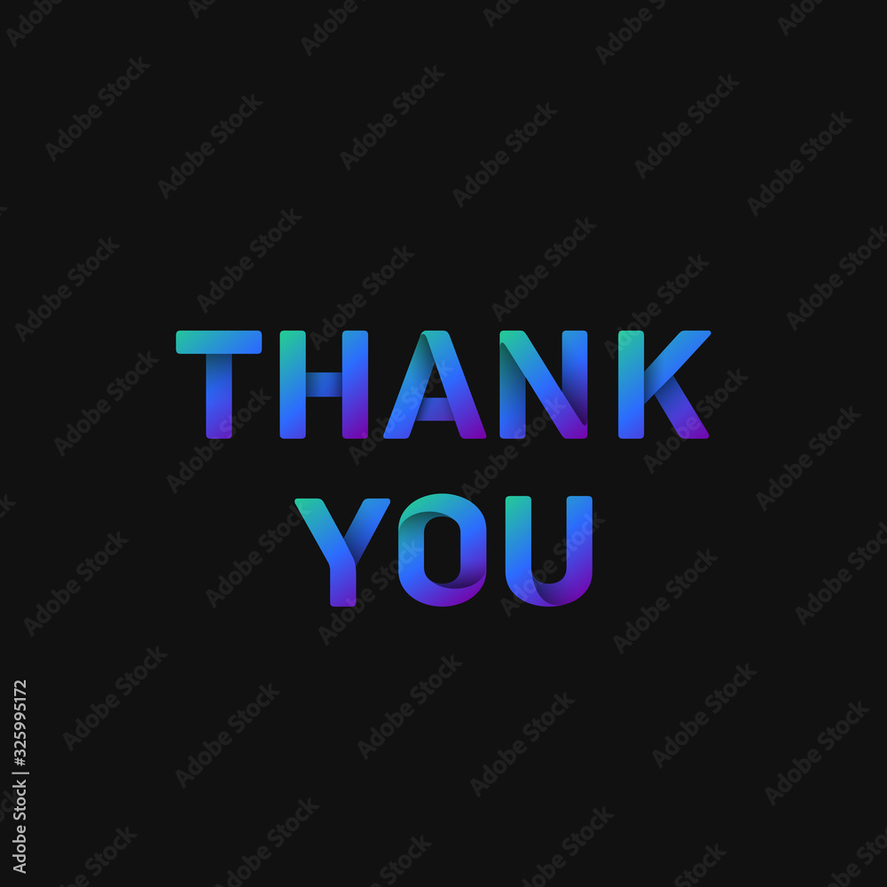 Folded paper word 'THANK YOU' with dark background, vector illustration