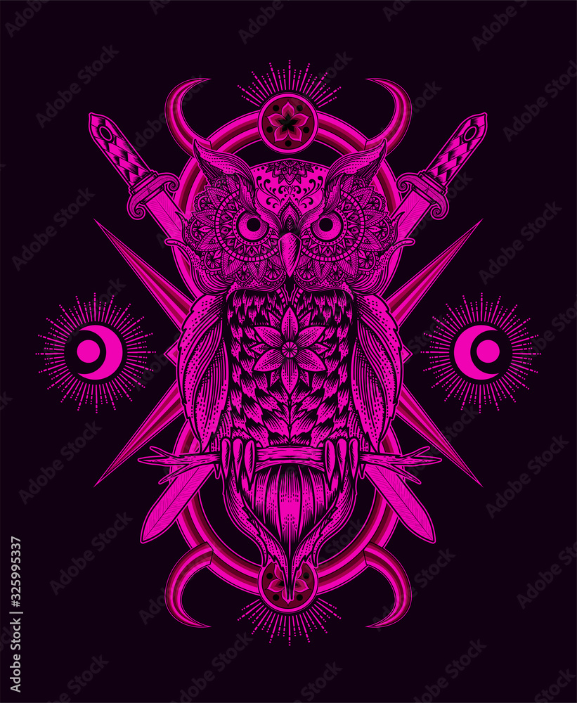 Illustration vector Owl mandala pattern style Perfect for print on demand Illustration vector Owl mandala pattern style Perfect for print on demand
