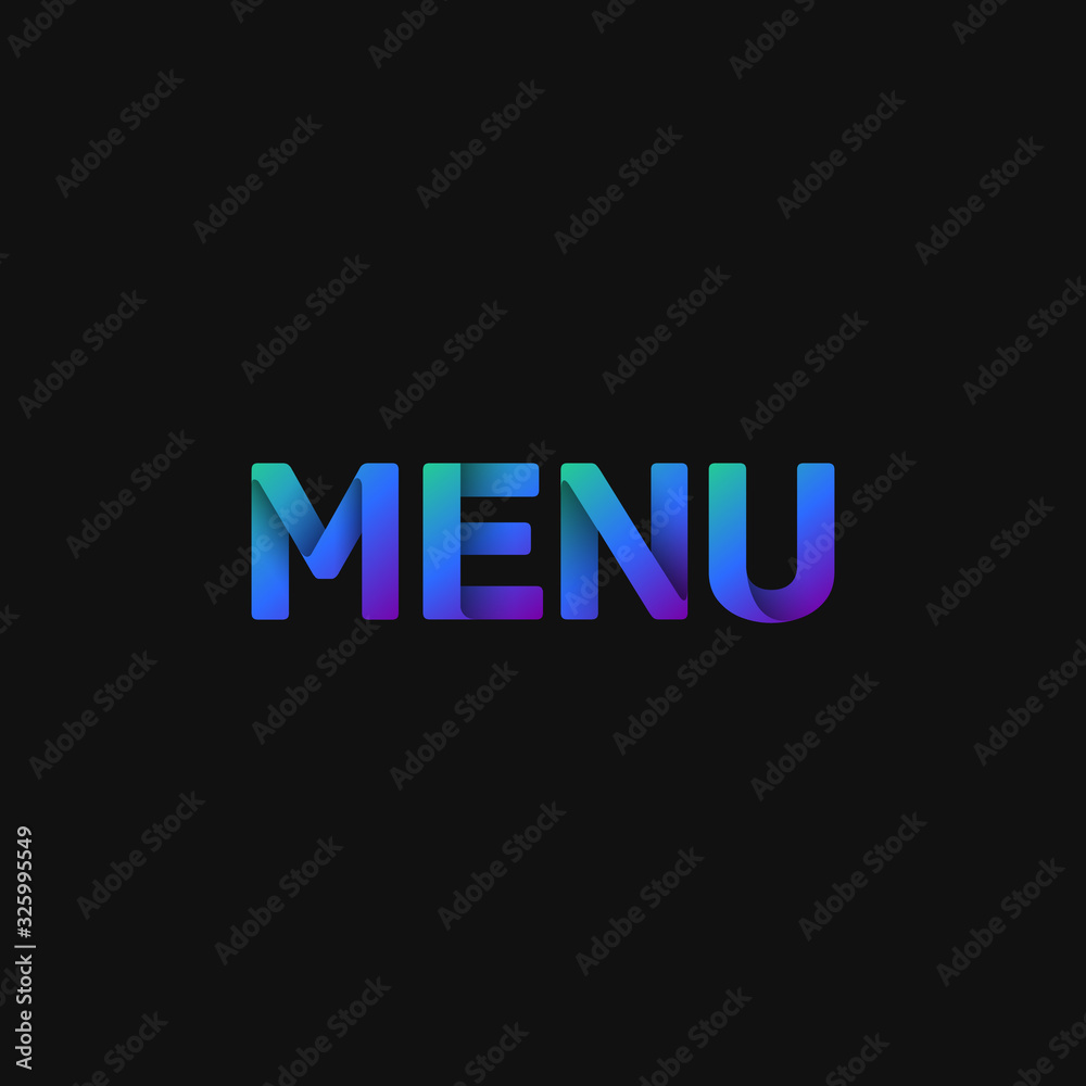 Folded paper word 'MENU' with dark background, vector illustration Folded paper word 'MENU' with dark background, vector illustration