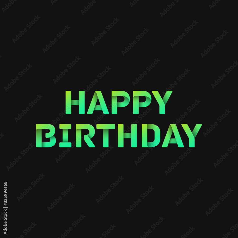 Folded paper word 'HAPPY BIRTHDAY' with dark background, vector illustration