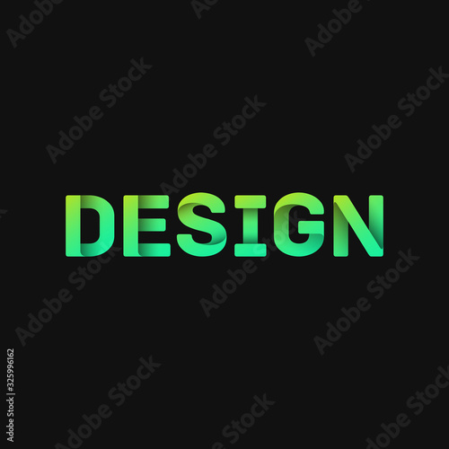 Folded paper word  DESIGN  with dark background  vector illustration