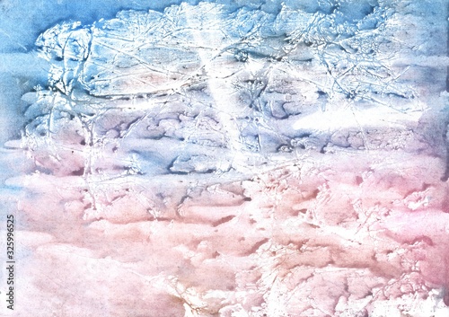 Pink blue marble. Abstract watercolor background. Painting texture