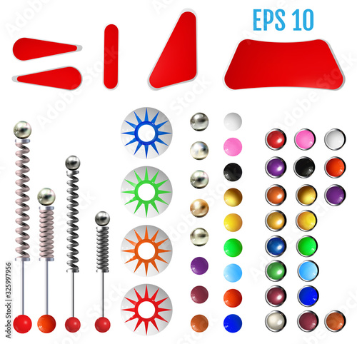 Realistic colored pinball elements. Vector