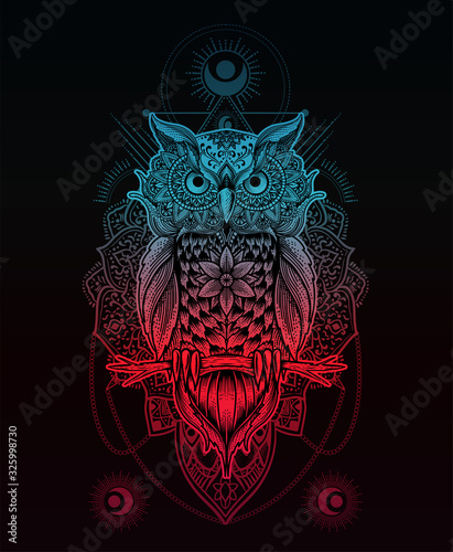 Illustration vector Owl mandala pattern style Perfect for print on demand