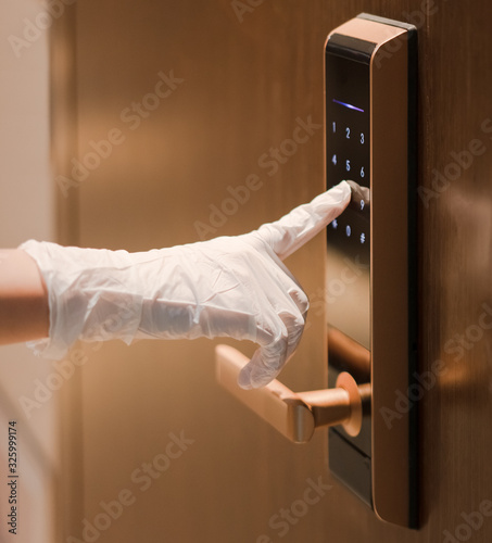 inputing passwords on an electronic door lock