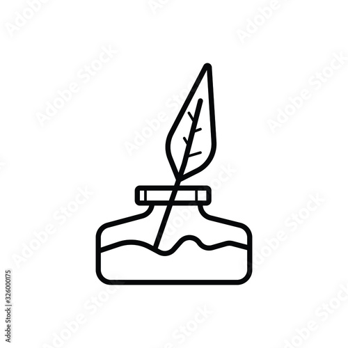 Inkstand with Writing Feather Pen - Vector icon isolated
