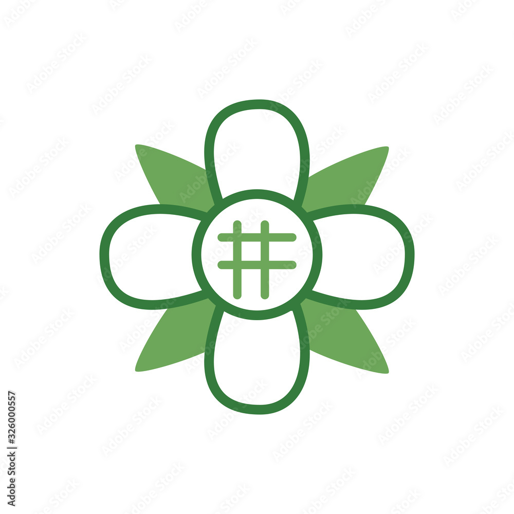 cute flower with leafs spring half color style icon cute flower with leafs spring half color style icon