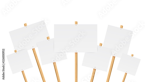 Realistic Detailed 3d Empty Template Mockup Table Protest Set. Vector