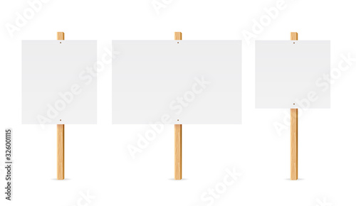 Realistic Detailed 3d Empty Template Mockup Table Protest Set. Vector