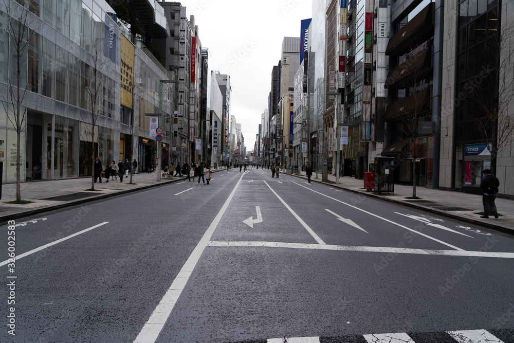 Ginza town in Tokyo without tourists due to coronavirus