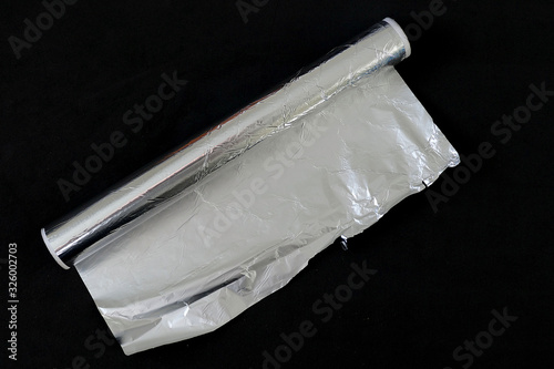 aluminum foil, rolled aluminum foil, close-up 