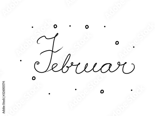 Februar phrase handwritten with a calligraphy brush. February in german. Modern brush calligraphy. Isolated word black