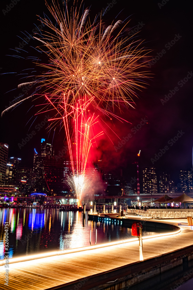 Fireworks display at Darling Harbour Sydney Australia